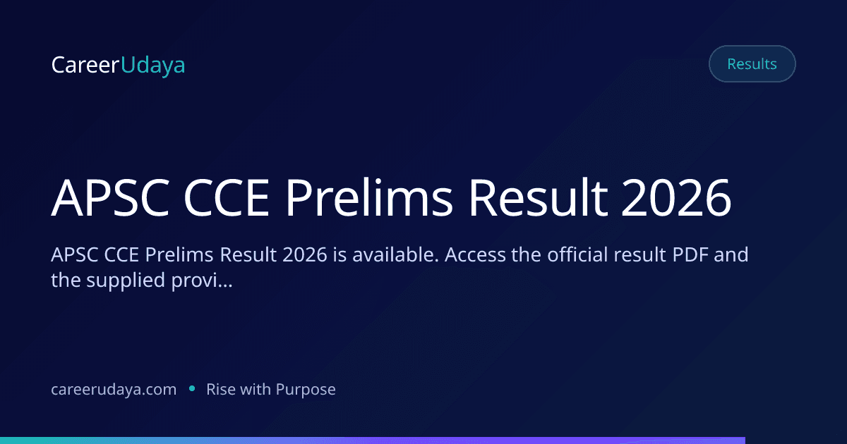 APSC CCE Prelims Result 2026