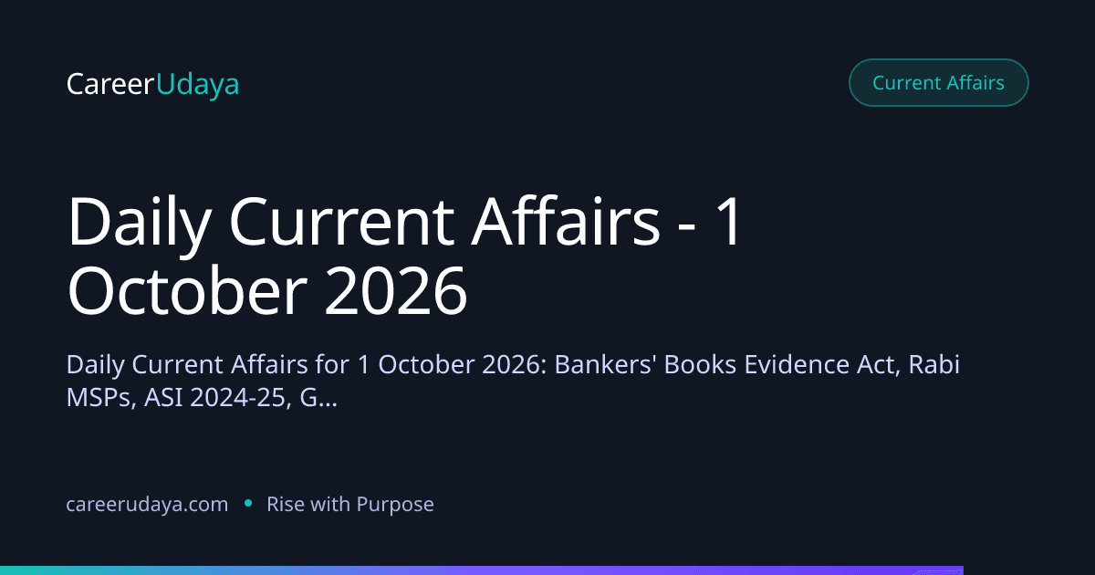 Daily Current Affairs - 1 October 2026