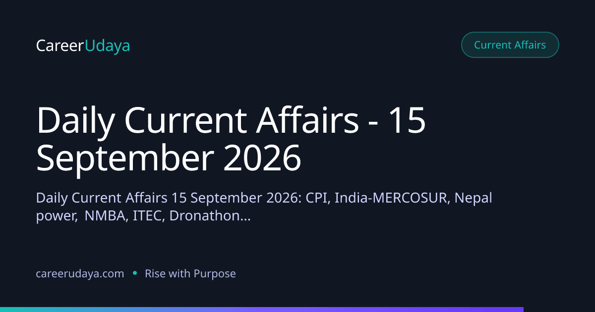 Daily Current Affairs - 15 September 2026