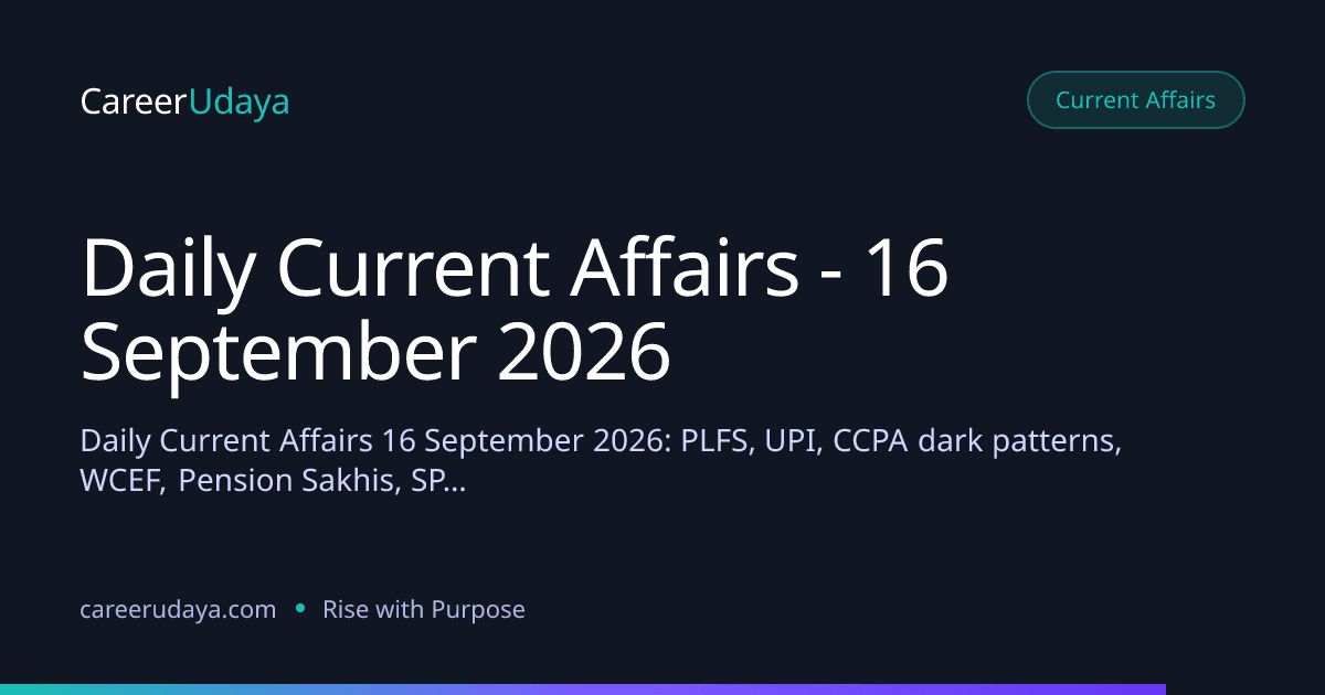 Daily Current Affairs - 16 September 2026