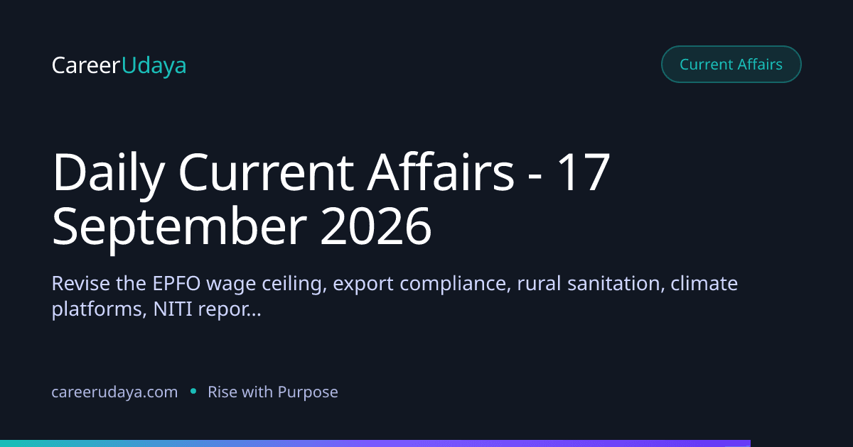 Daily Current Affairs - 17 September 2026
