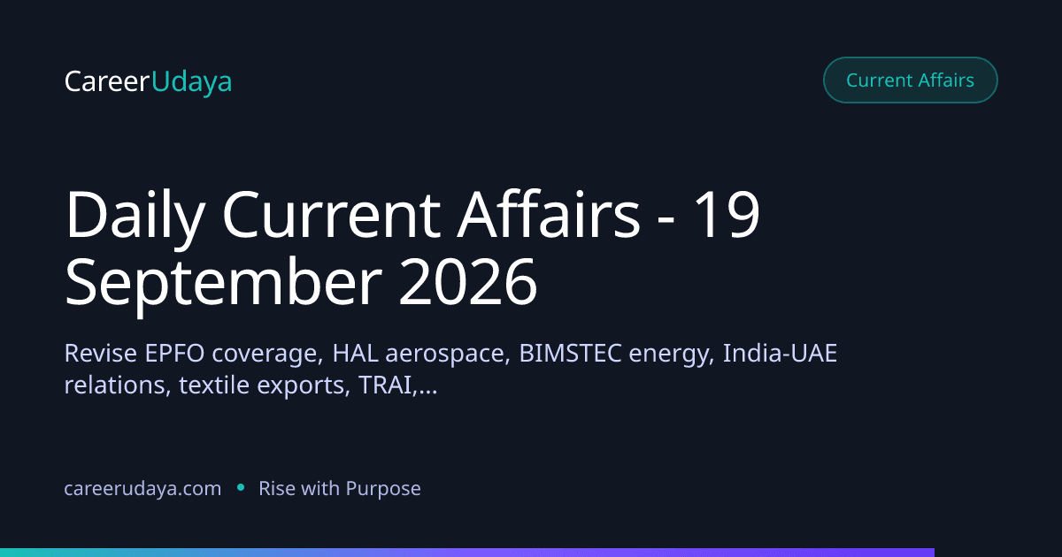 Daily Current Affairs - 19 September 2026