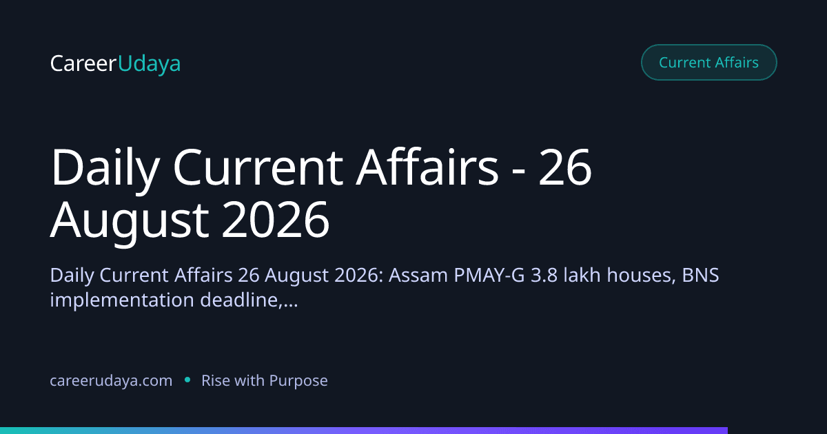 Daily Current Affairs - 26 August 2026