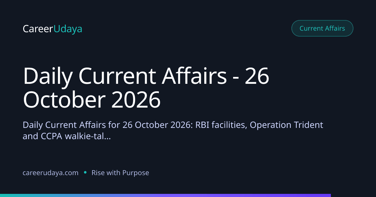 Daily Current Affairs - 26 October 2026