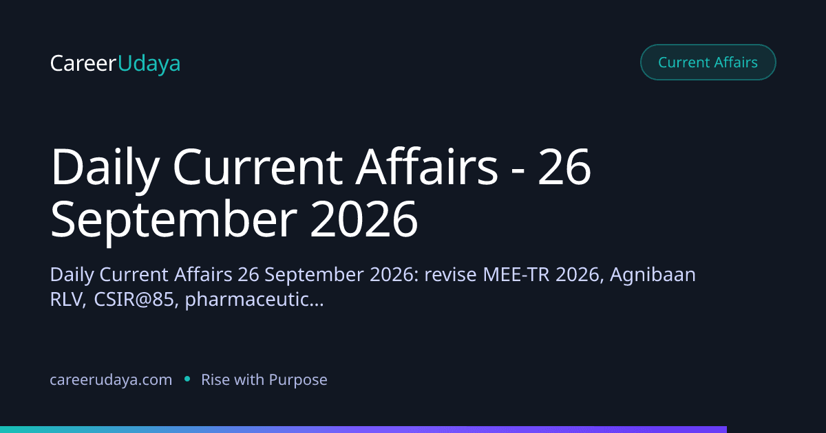 Daily Current Affairs - 26 September 2026