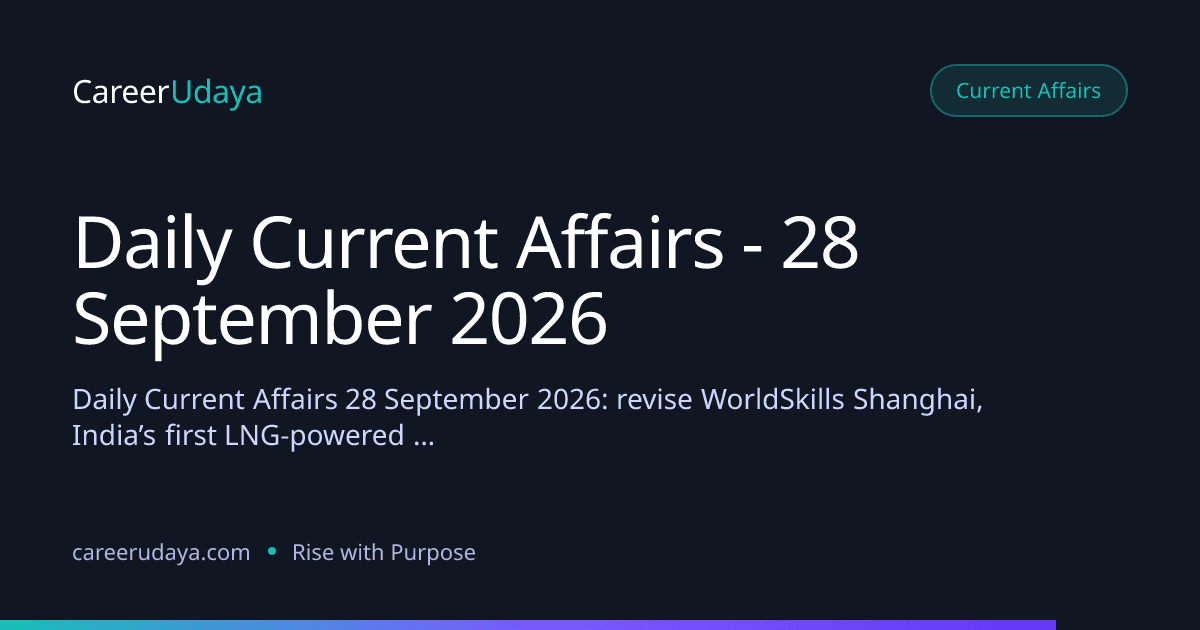 Daily Current Affairs - 28 September 2026