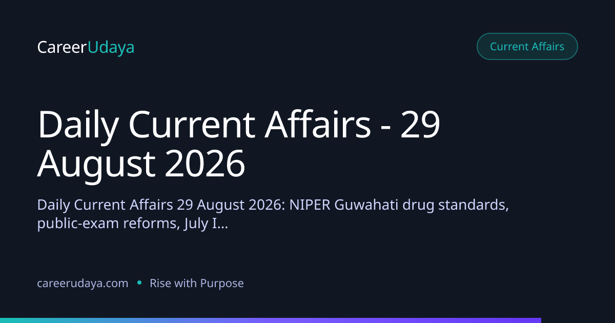 Daily Current Affairs - 29 August 2026