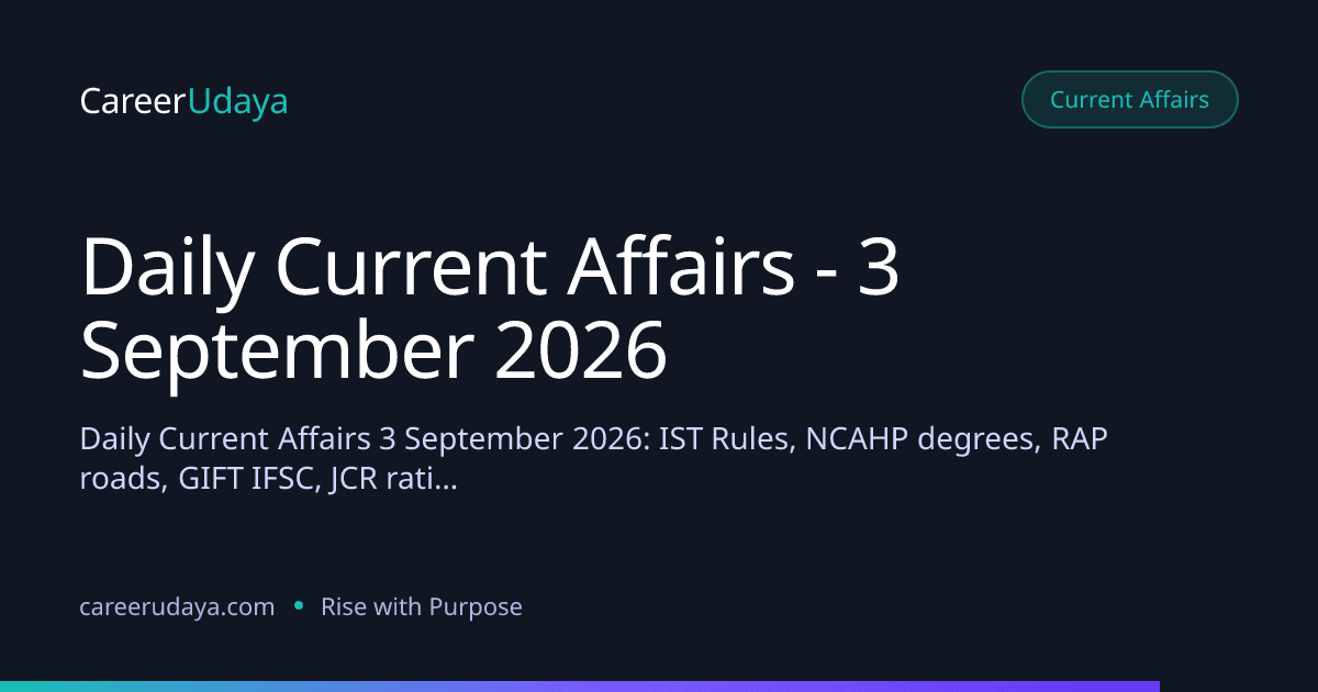 Daily Current Affairs - 3 September 2026