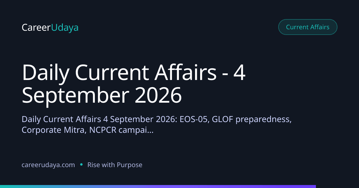 Daily Current Affairs - 4 September 2026