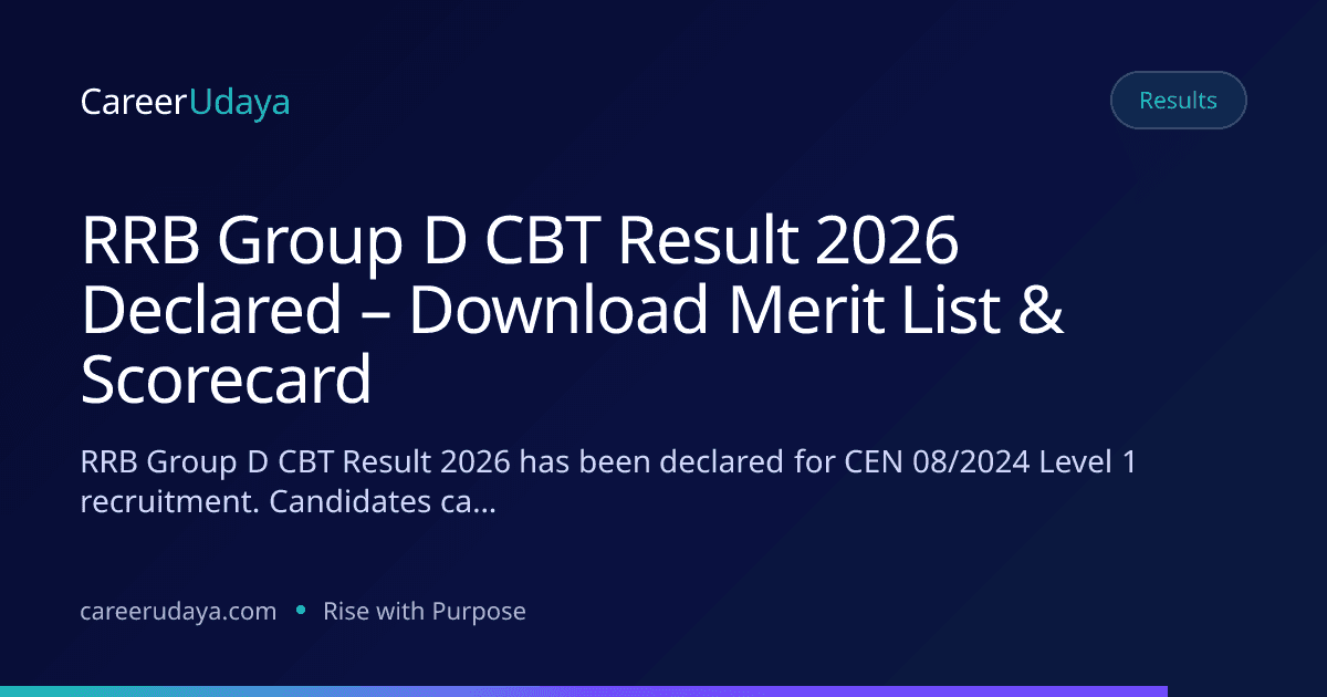 RRB Group D CBT Result 2026 Declared – Download Merit List & Scorecard